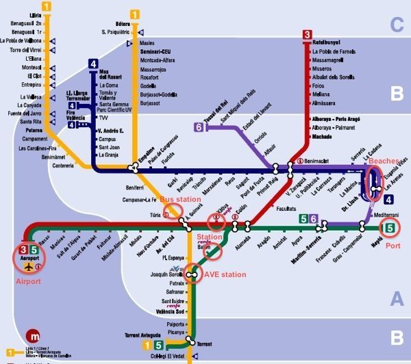 Public transport Valencia, metro and bus network